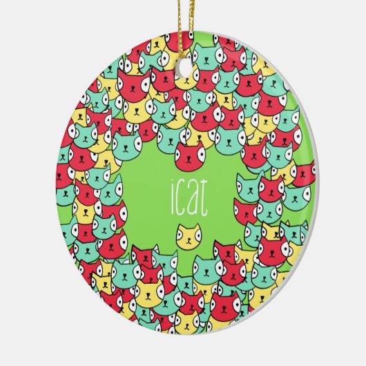 Flippiges Katzenmuster Keramikornament (Links)