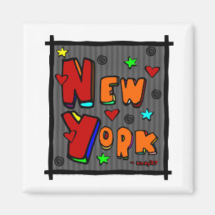 Flippiges New York, Kunst im Rahmen, Mehrfarben Magnet