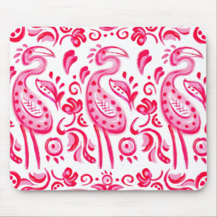 Flippiges rosa Flamigo Paisley Muster Mousepad