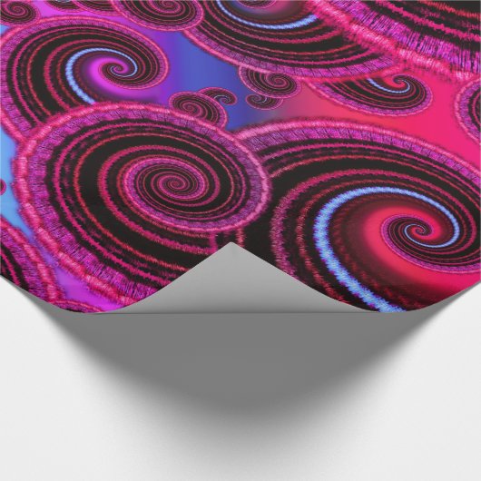 Flippiges Rosa-und Türkis-Strudel-Muster Geschenkpapier (Ecke)