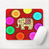 Flippiges rotes Elefant-konzentrische Kreis-Mosaik Mousepad (Mit Mouse)