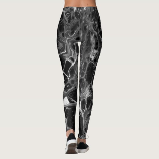 Flippiges Schwarzes u. Weiß Leggings (Rückseite)