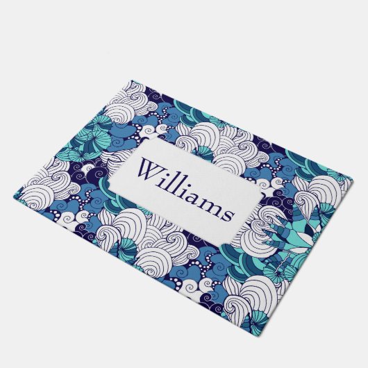 Flippiges Seashell-Muster | addieren Ihren Namen Fußmatte (Schrägansicht)