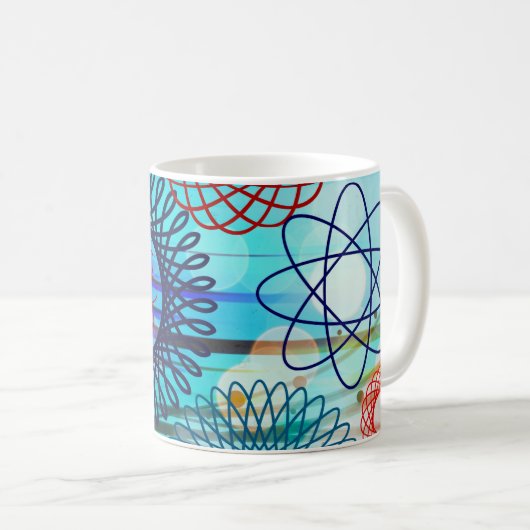 Flippiges Spirograph-geometrisches Muster-blauer Kaffeetasse (VorderseiteRechts)