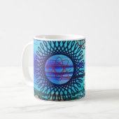 Flippiges Spirograph-geometrisches Muster-blauer Kaffeetasse (Vorderseite Links)