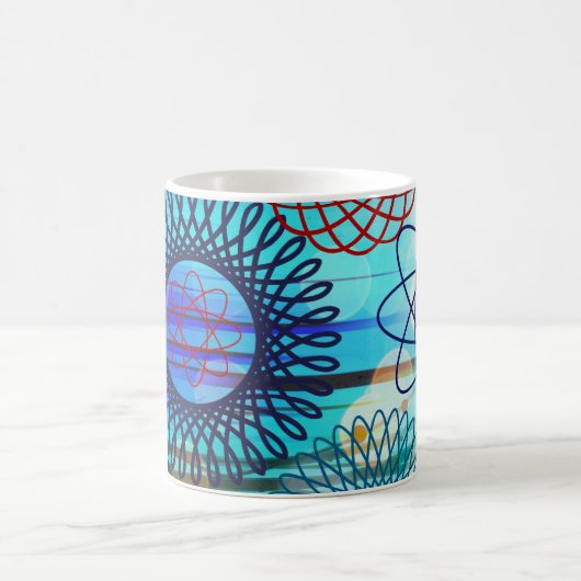 Flippiges Spirograph-geometrisches Muster-blauer Kaffeetasse (Mittel)