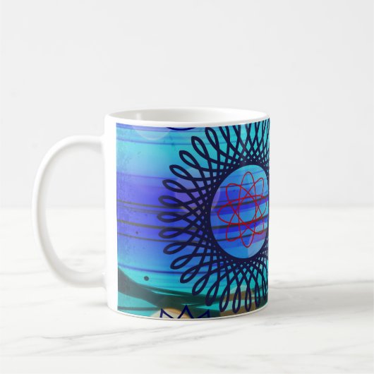 Flippiges Spirograph-geometrisches Muster-blauer Kaffeetasse (Links)