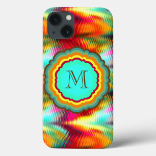 Flippiges, vibrierendes Regenbogen-Monogramm Case-Mate iPhone Hülle