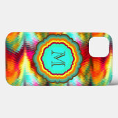 Flippiges, vibrierendes Regenbogen-Monogramm Case-Mate iPhone Hülle (Rückseite (Horizontal))
