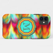 Flippiges, vibrierendes Regenbogen-Monogramm Case-Mate iPhone Hülle (Rückseite (Horizontal))