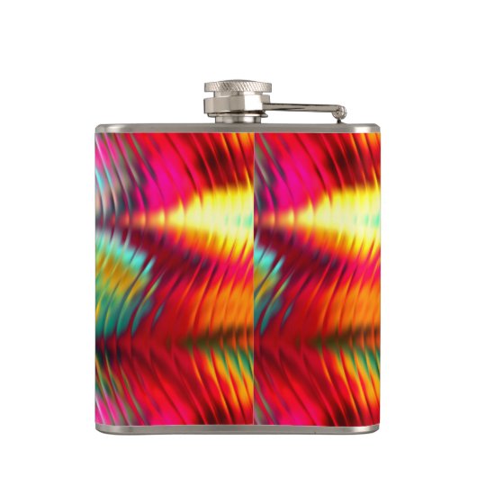 Flippiges, vibrierendes Regenbogen-Monogramm Flachmann (Rückseite)