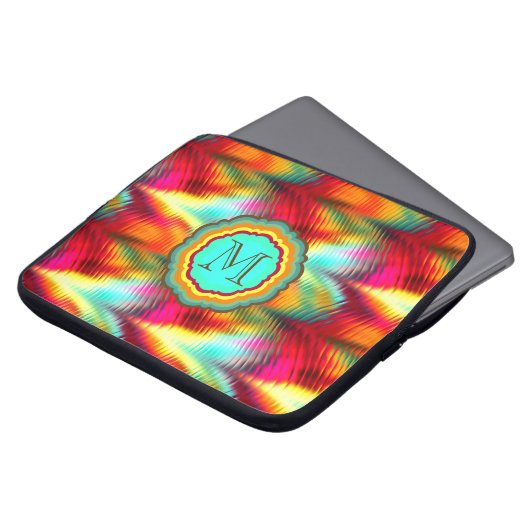 Flippiges, vibrierendes Regenbogen-Monogramm Laptopschutzhülle (Vorne Oben)