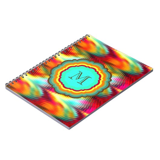Flippiges, vibrierendes Regenbogen-Monogramm Notizblock (Linke Seite)