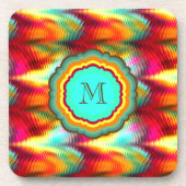 Flippiges, vibrierendes Regenbogen-Monogramm Untersetzer (Vorderseite)