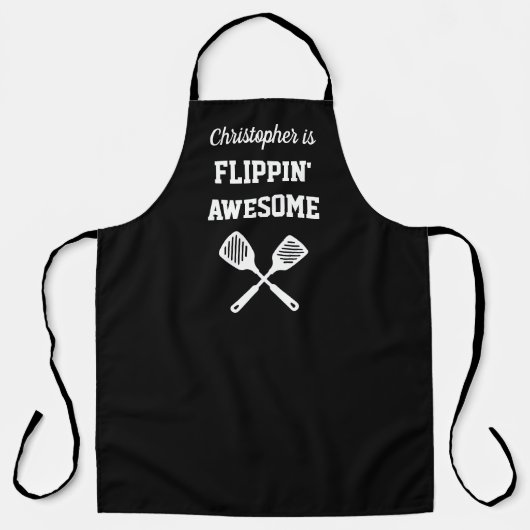 Flippin Awesome Personalized Black Grilling Schürze (Vorderseite)