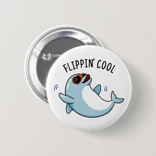 Flippin Cool Funny Dolphin Pub Button (Vorne & Hinten)