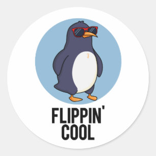Flippin Cool Funny Pinguin Pun Runder Aufkleber