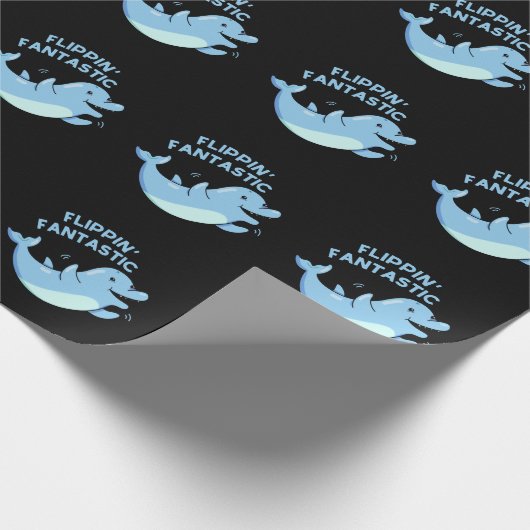 Flippin Fantastische Funny Dolphin Pun Dark BG Geschenkpapier (Ecke)