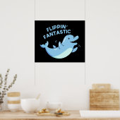 Flippin Fantastische Funny Dolphin Pun Dark BG Poster (Küche)