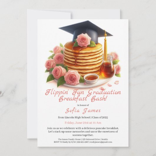 Flippin Fun Graduation Breakfast Bash Invitation Einladung (Vorderseite)