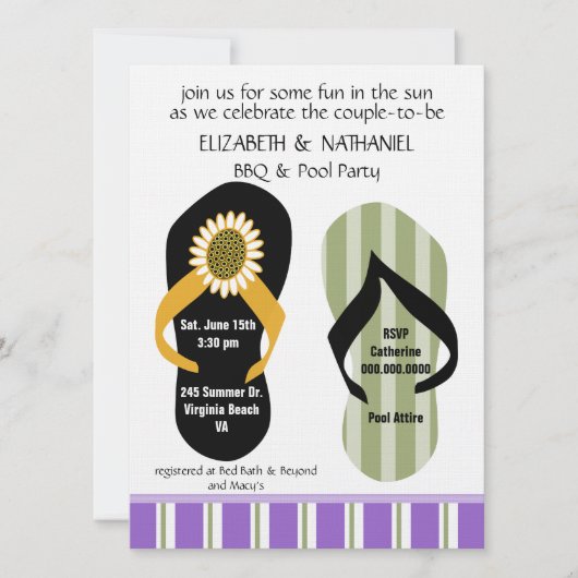 Flippin Out Paare Polterabend Pool Party Einladung (Vorderseite)