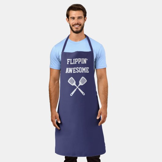 Flippin Phantastisch Spatula Funny Navy Blue Grill Schürze (Getragen)