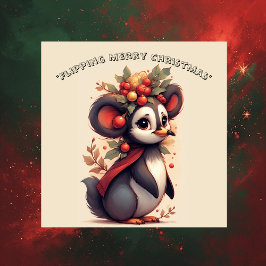 Flipping Flapping Merry Christmas Penguin Quirky  Aufkleber