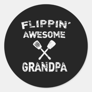 Flippins Phantastische Grandpa Fun Grillen-Grillen Runder Aufkleber