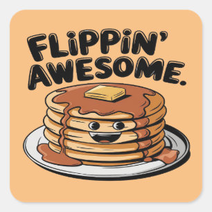 Flippins Phantastisches Pancake Stack Funny Breakf Quadratischer Aufkleber