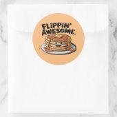 Flippins Phantastisches Pancake Stack Funny Breakf Runder Aufkleber (Tasche)