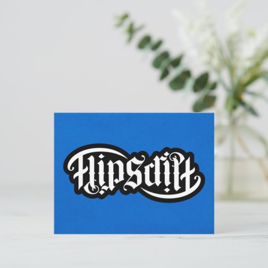 FlipScript-Ambigram-Notecard Postkarte (Stehend Vorderseite)
