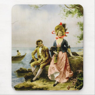 "Flirt au Bord de la Mer" von Hippolyte Lucas Mousepad