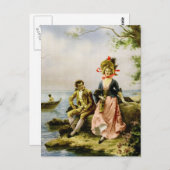 "Flirt au Bord de la Mer" von Hippolyte Lucas Postkarte (Vorne/Hinten)