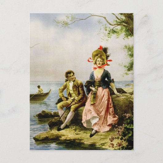"Flirt au Bord de la Mer" von Hippolyte Lucas Postkarte (Vorderseite)