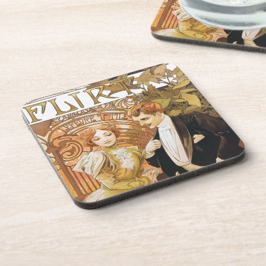 Flirt-Kunst Nouveau Untersetzer-Set Alphonse Mucha Getränkeuntersetzer (Linke Seite)