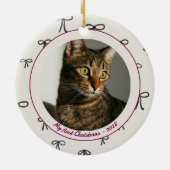 Flirt-Schleifen-Haustier-Ornament mit Foto nach Ma Keramik Ornament (Hinten)