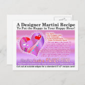 Flirt-Tini Valentine Martini Rezept Postkarte (Vorne/Hinten)