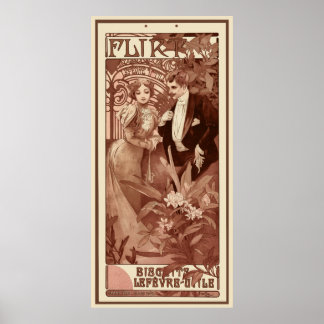 Flirt von Alphons Mucha Poster