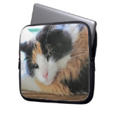 Flirtatious Kaliko-Miezekatze Laptopschutzhülle (Vorderseite Links)