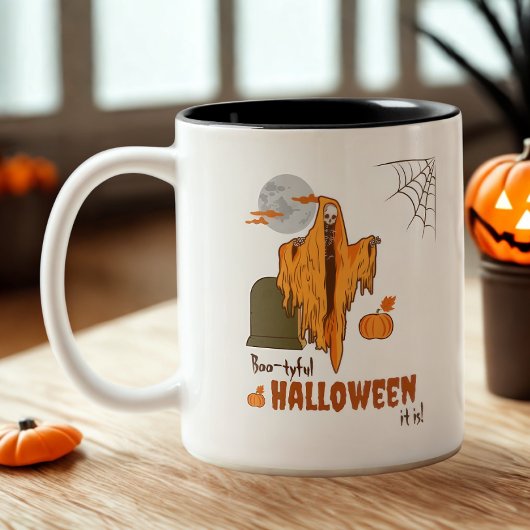Flirten Skeleton Funny Pumpkin Hintern Halloween Zweifarbige Tasse