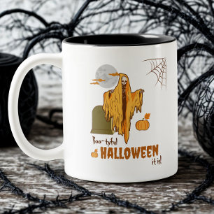 Flirten Skeleton Funny Pumpkin Hintern Halloween Zweifarbige Tasse