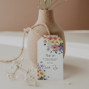 Flirtende Blumenwiese Sommerhochzeit Danke Geschenkanhänger