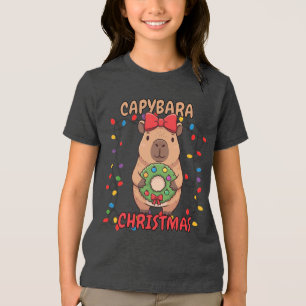 Flirtende Capybara-Weihnachtslichter-Party Tri-Blend Shirt
