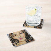 Flirting Lady Paper Coaster Painting Rechteckiger Pappuntersetzer (Vor Ort)