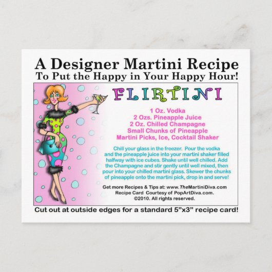 Flirtini Martini Rezept Postkarte (Vorderseite)
