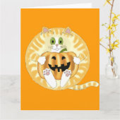 Flitter-Katze Halloween Karte (Gelbe Blume)