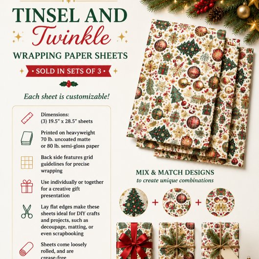 Flitter und Glanz Geschenkpapier Set