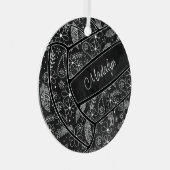 Flitterfedern Blumenmuster schwarzer Volleyball Ornament Aus Metall (Vorderseite Rechts)