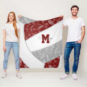 Flitterfedern Doodles Maroon graue Volleyball Fleecedecke