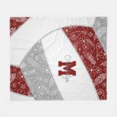Flitterfedern Doodles Maroon graue Volleyball Fleecedecke (Vorderseite (Horizontal))